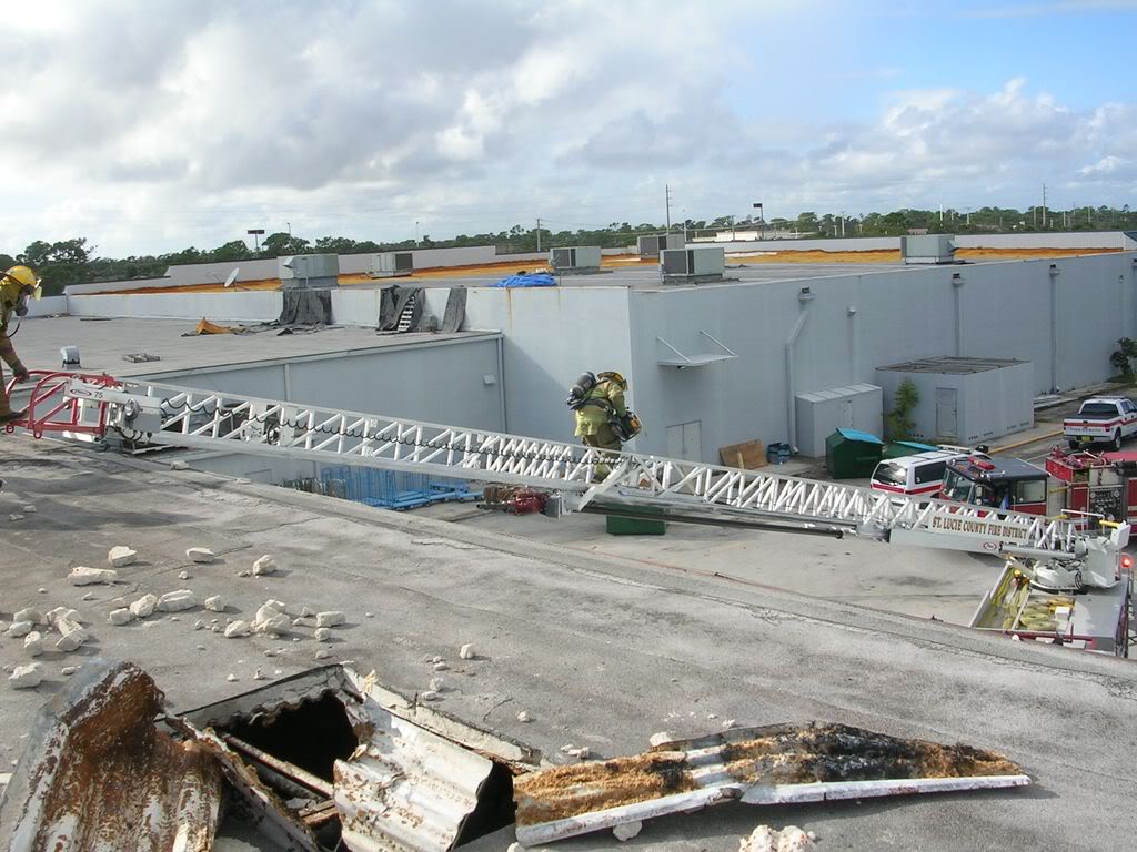 Firefighters on roof